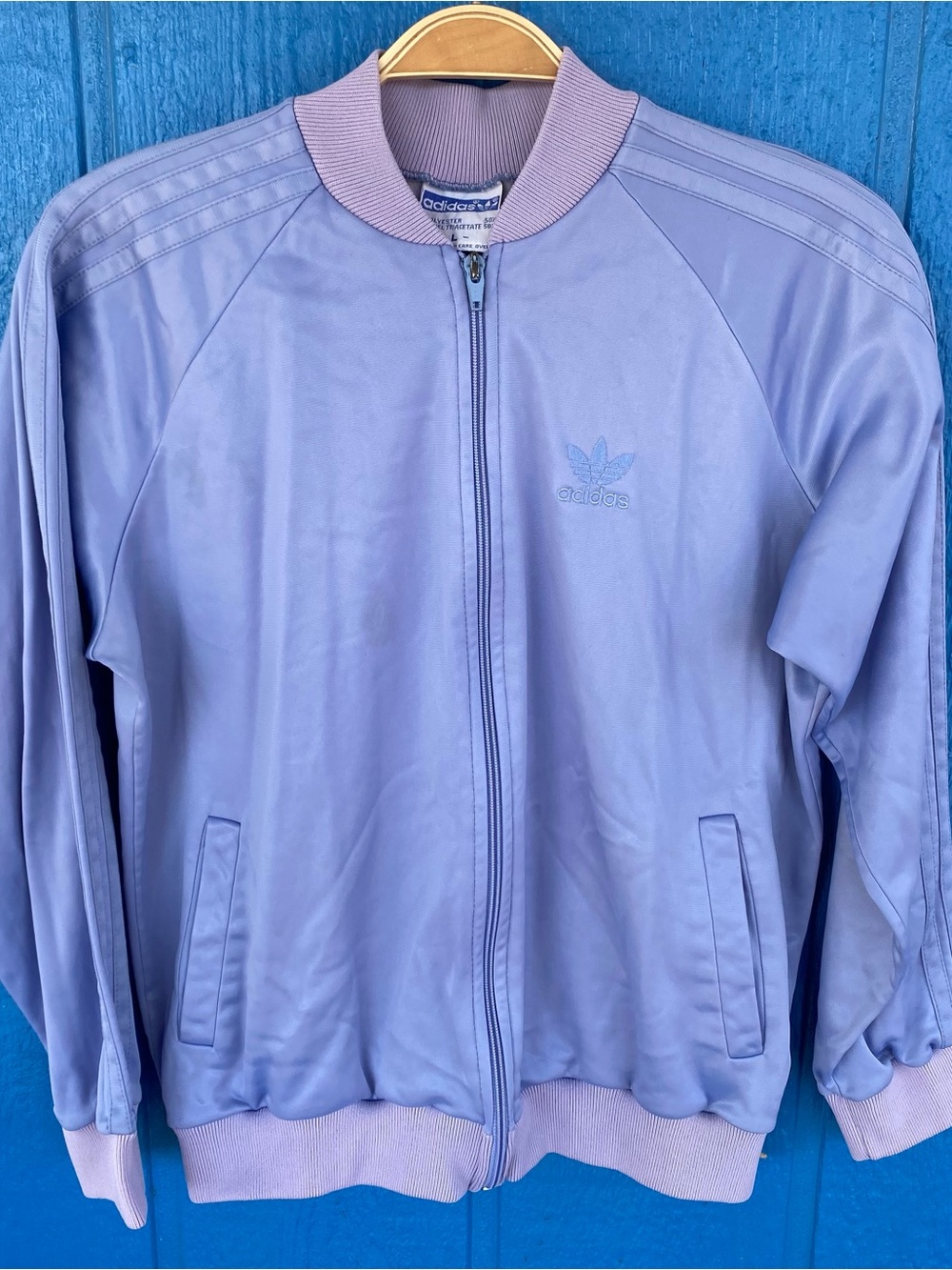 Vintage 80's Adidas Trefoil Track Jacket Purple Large Zip Up Athletic
